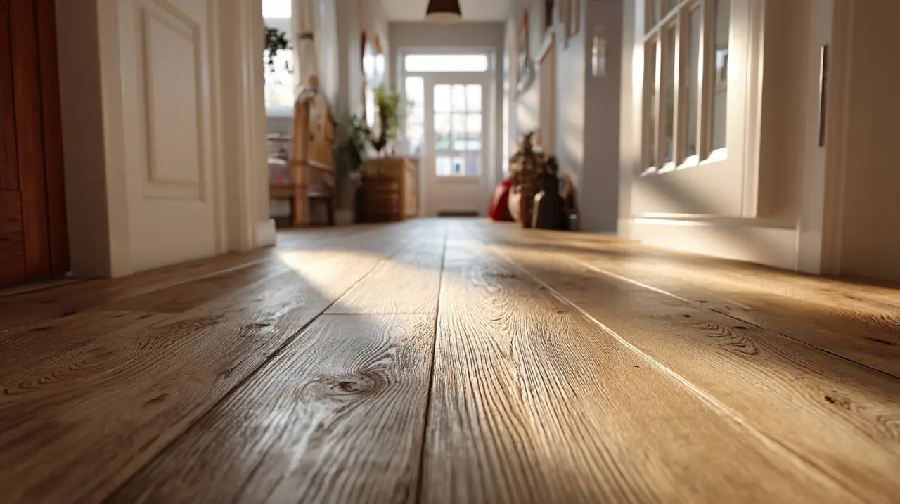 Waterproof laminate floor with crisp grout-free joins - final result in Manhattan living room
