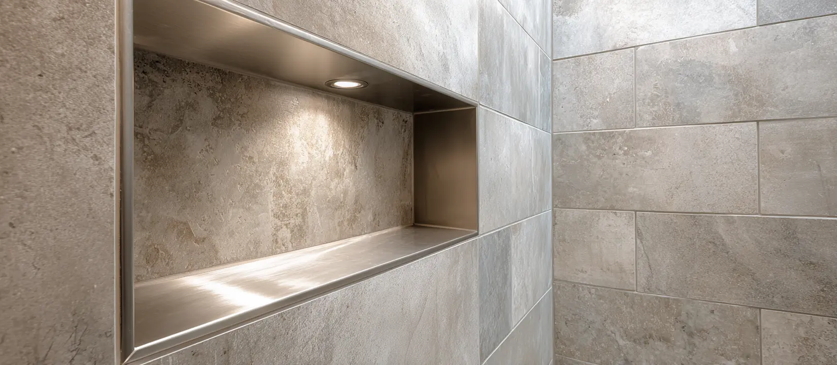 Bathroom with perfectly aligned tiles and waterproof grout — final result by ONIITO in New York